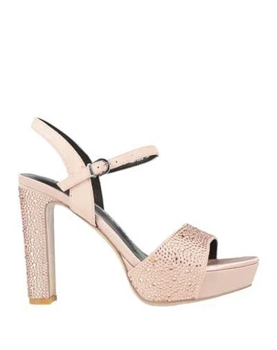 Luciano Barachini Woman Sandals Blush Size 5 Leather In Pink
