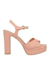 Luciano Barachini Woman Sandals Blush Size 6 Leather In Pink