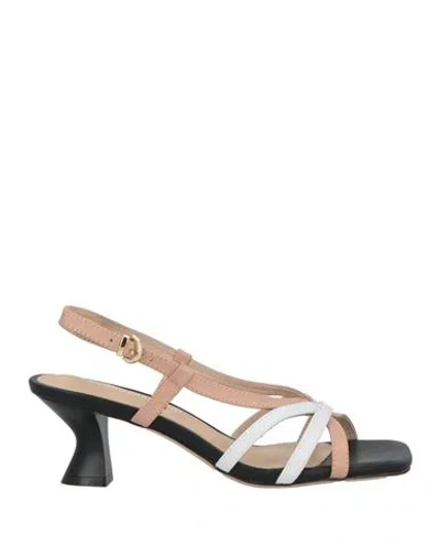 Luciano Barachini Woman Sandals Blush Size 8 Leather In Pink