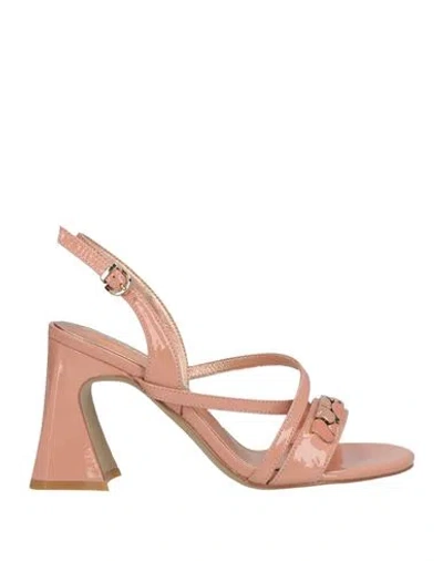 Luciano Barachini Woman Sandals Blush Size 9 Leather In Pink
