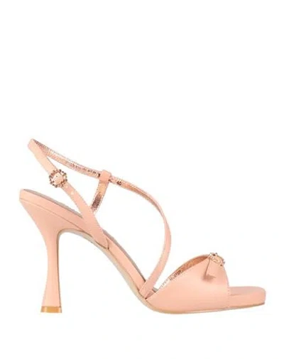 Luciano Barachini Woman Sandals Blush Size 9 Leather In Pink