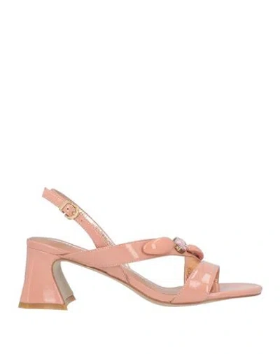 Luciano Barachini Woman Sandals Blush Size 9 Leather In Pink