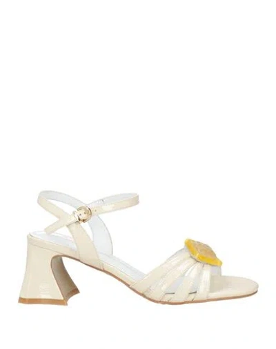 Luciano Barachini Woman Sandals Cream Size 7 Leather In White