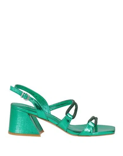 Luciano Barachini Woman Sandals Emerald Green Size 9 Leather