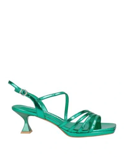 Luciano Barachini Woman Sandals Emerald Green Size 9 Leather