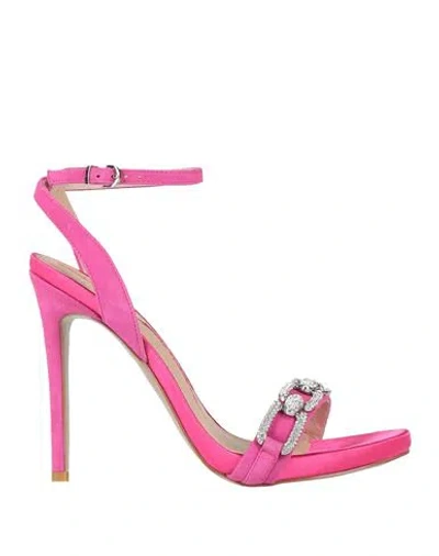 Luciano Barachini Woman Sandals Fuchsia Size 9 Soft Leather In Multi