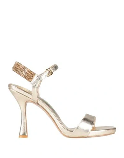 Luciano Barachini Woman Sandals Garnet Size 7 Leather In Gold