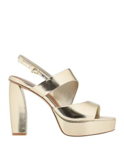 Luciano Barachini Woman Sandals Gold Size 10 Leather