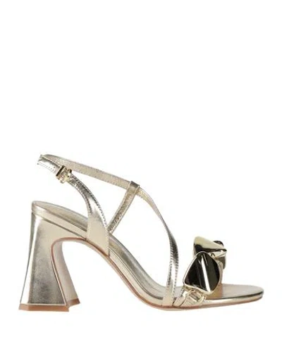 Luciano Barachini Woman Sandals Gold Size 6 Leather