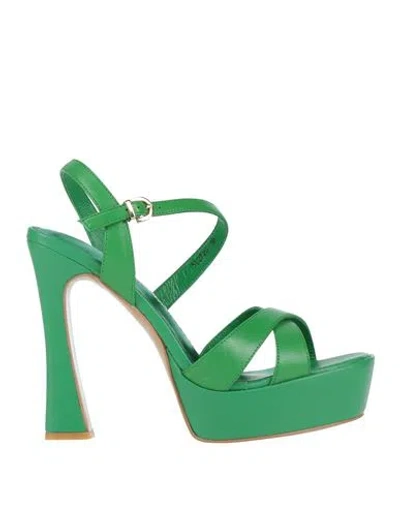 Luciano Barachini Woman Sandals Green Size 6 Leather
