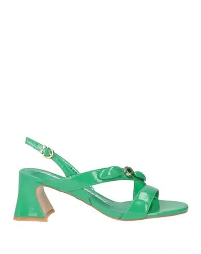 Luciano Barachini Woman Sandals Green Size 9 Leather