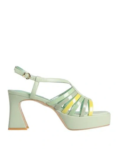 Luciano Barachini Woman Sandals Light Green Size 7 Textile Fibers