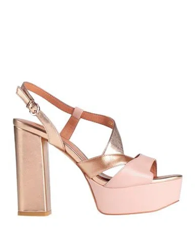 Luciano Barachini Woman Sandals Light Pink Size 7 Leather, Synthetic Material
