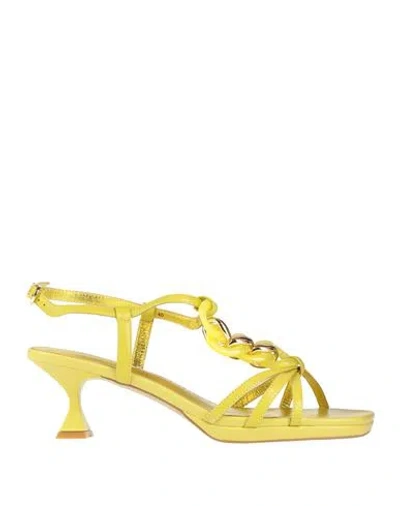 Luciano Barachini Woman Sandals Lime Green Size 6 Leather In Multi