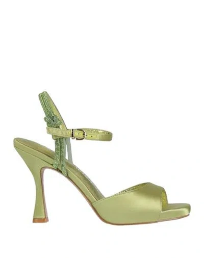 Luciano Barachini Woman Sandals Lime Green Size 8 Textile Fibers