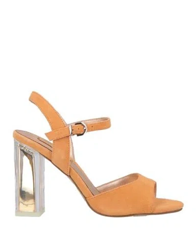 Luciano Barachini Woman Sandals Mandarin Size 7 Leather In Brown
