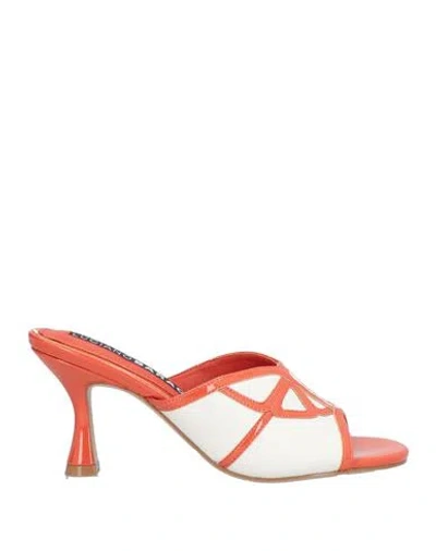 Luciano Barachini Woman Sandals Orange Size 8 Leather