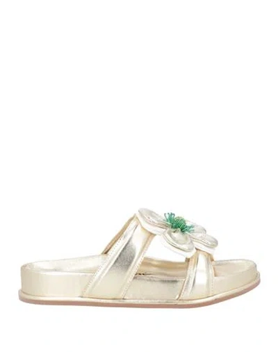 Luciano Barachini Woman Sandals Platinum Size 8 Leather In Grey