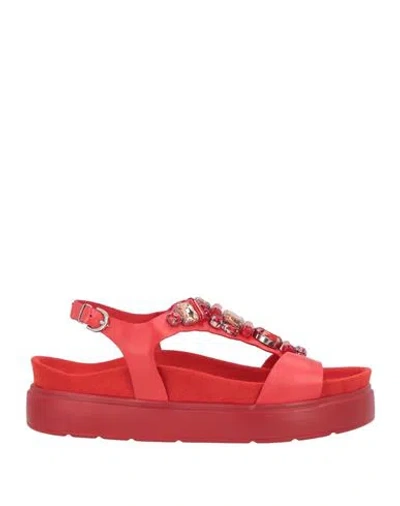 Luciano Barachini Woman Sandals Red Size 8 Synthetic Material