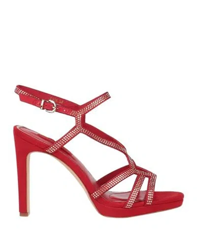 Luciano Barachini Woman Sandals Red Size 8 Textile Fibers