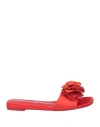 Luciano Barachini Woman Sandals Tomato Red Size 6 Textile Fibers In Red