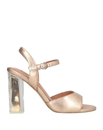 Luciano Barachini Woman Sandals Rose Gold Size 5 Synthetic Material In Pink