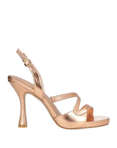 Luciano Barachini Woman Sandals Rose Gold Size 6 Leather