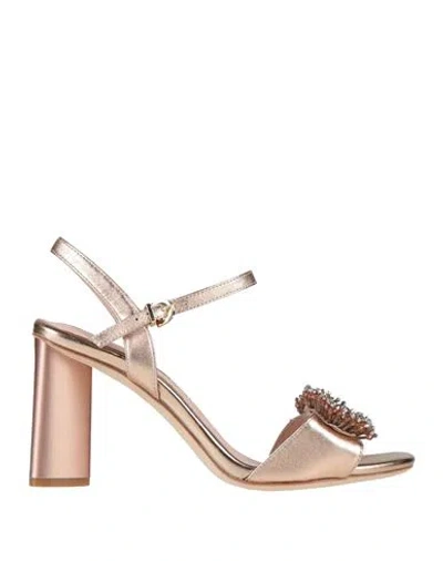 Luciano Barachini Woman Sandals Rose Gold Size 8 Leather