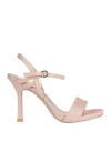 Luciano Barachini Woman Sandals Rose Gold Size 8 Textile Fibers In Rose Gold