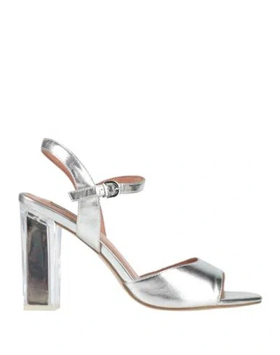 Luciano Barachini Woman Sandals Silver Size 5 Synthetic Material In Metallic