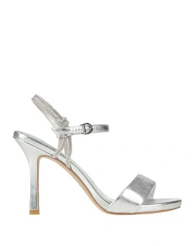 Luciano Barachini Woman Sandals Silver Size 6 Leather