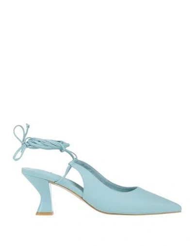 Luciano Barachini Woman Sandals Sky Blue Size 6 Leather In Multi
