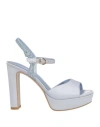 Luciano Barachini Woman Sandals Sky Blue Size 8 Textile Fibers
