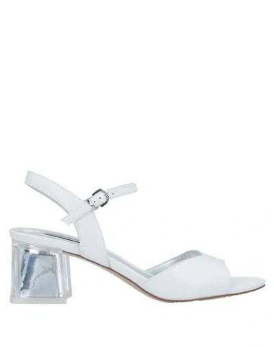 Luciano Barachini Woman Sandals White Size 6 Soft Leather In Multi
