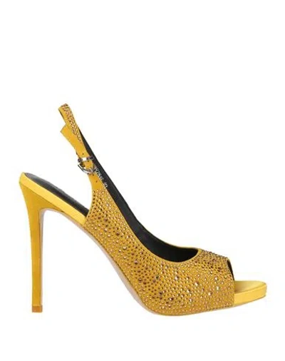 Luciano Barachini Woman Sandals Yellow Size 9 Leather
