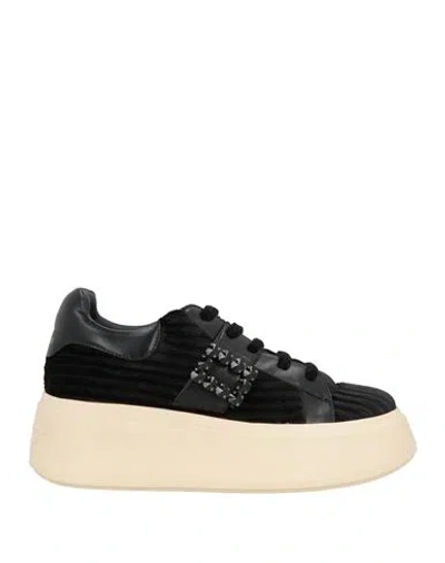Luciano Barachini Woman Sneakers Black Size 8 Textile Fibers