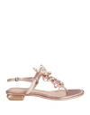 Luciano Barachini Woman Thong Sandal Pink Size 8 Textile Fibers In Pink