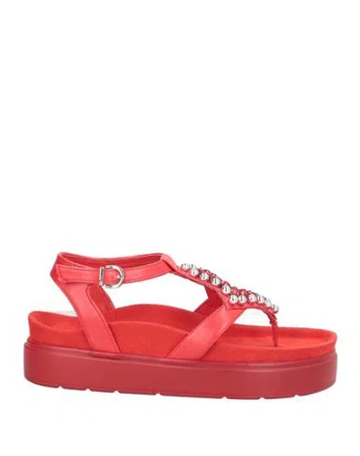 Luciano Barachini Woman Thong Sandal Red Size 7 Synthetisches Material