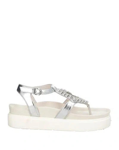 Luciano Barachini Woman Thong Sandal Silver Size 8 Synthetisches Material