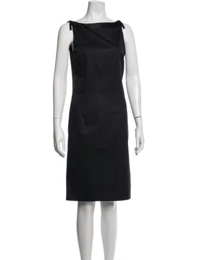 Pre-owned Luciano Barbera Bateau Neckline Knee-length Dress In Black