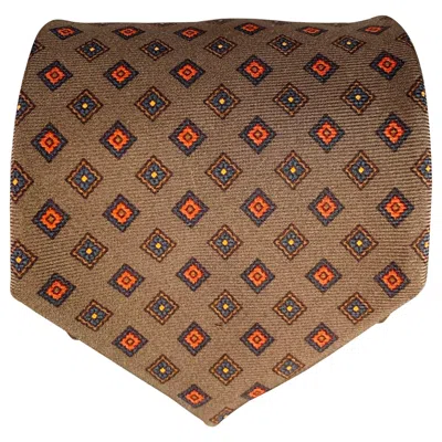 Pre-owned Luciano Barbera Brown Red Diamond Silk Tie