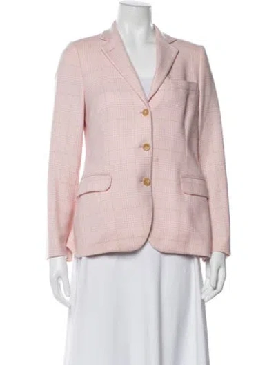 Pre-owned Luciano Barbera Cashmere Houndstooth Print Blazer In Pink