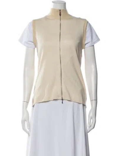 Pre-owned Luciano Barbera Cashmere Mock Neck Sweater In Neutrals