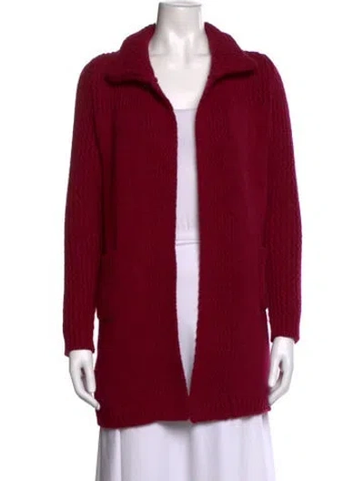 Pre-owned Luciano Barbera Cashmere Open Front Sweater In Red
