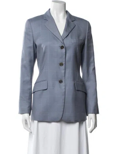 Pre-owned Luciano Barbera Cashmere Plaid Print Blazer In Blue