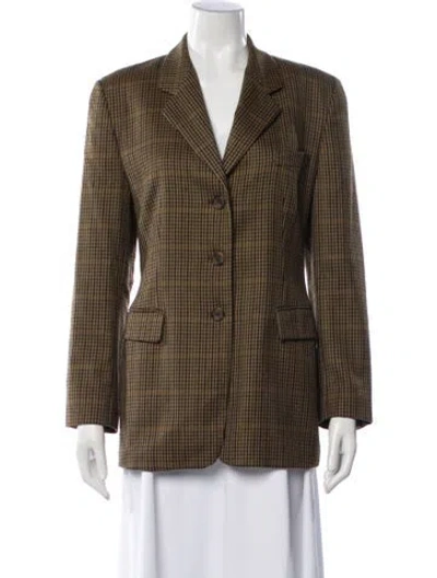 Pre-owned Luciano Barbera Cashmere Plaid Print Blazer In Brown/neutrals
