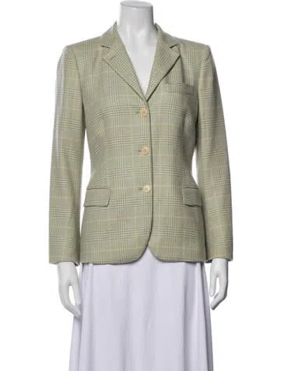 Pre-owned Luciano Barbera Cashmere Plaid Print Blazer In Green