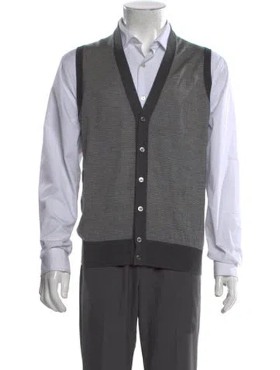 Pre-owned Luciano Barbera Cashmere Striped Sweater Vest In Gray