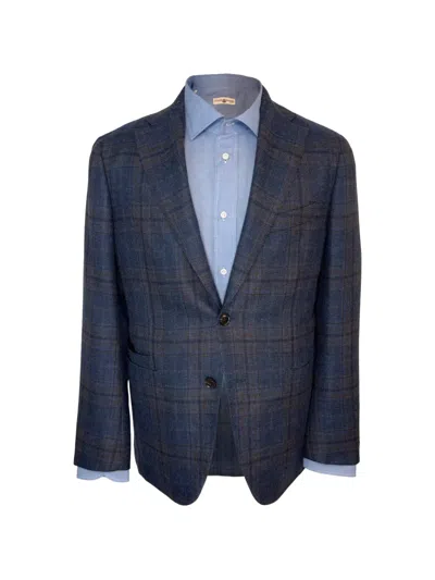 Luciano Barbera Checked Blazer In Blue