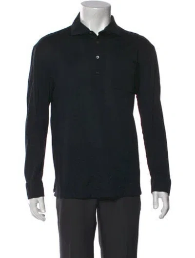 Pre-owned Luciano Barbera Collar Long Sleeve Polo Shirt In Black